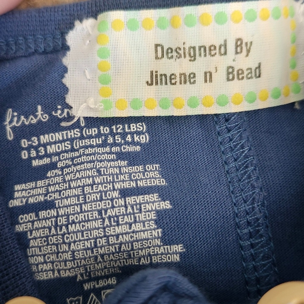Jinene n Bead Pokey Little Puppy Beaded Footed Sleeper Pajamas 0-3 Months - Picture 5 of 5